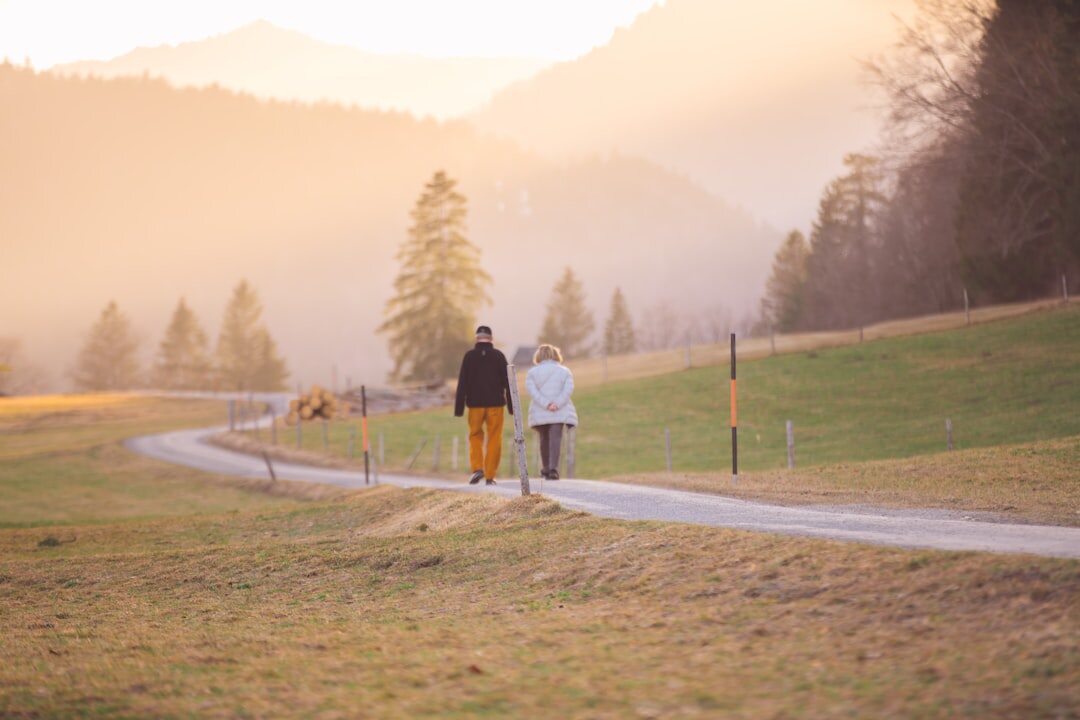 Group of seniors hiking together in Slovak countryside