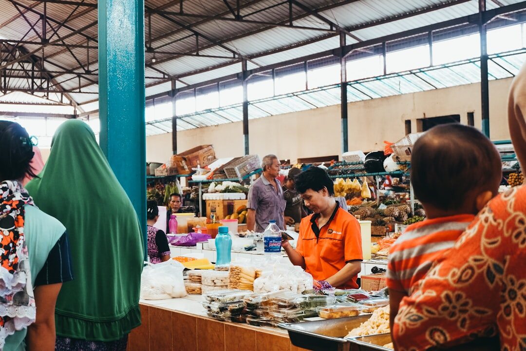 seniors at food market