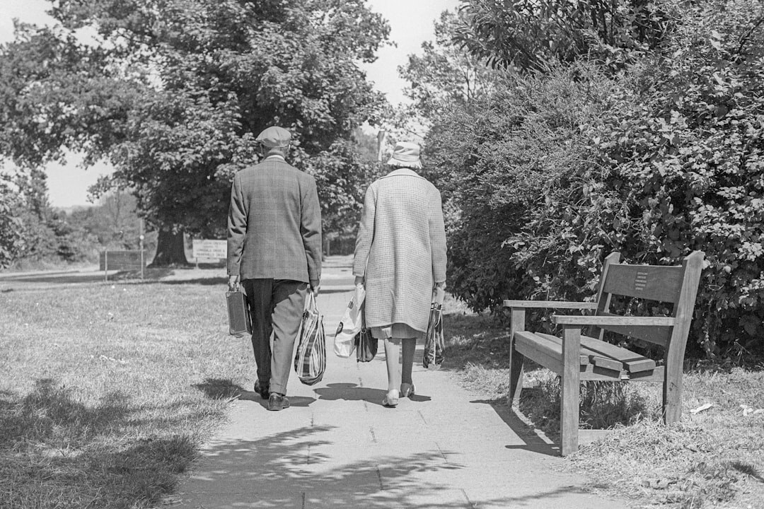 seniors walking in park